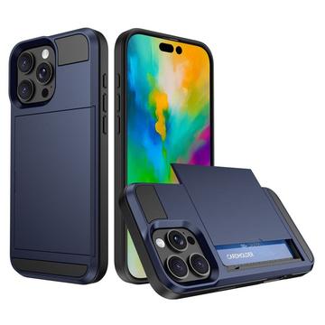 iPhone 16 Pro Max Hybrid Cover med Glidekortholder - Mørkeblå