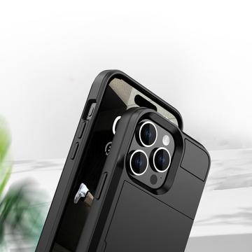 iPhone 16 Pro Max Hybrid Cover med Glidekortholder - Sølv
