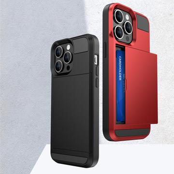 iPhone 16 Pro Max Hybrid Cover med Glidekortholder - Sølv