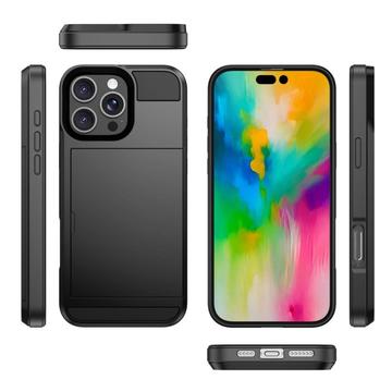 iPhone 16 Pro Max Hybrid Cover med Glidekortholder - Sølv