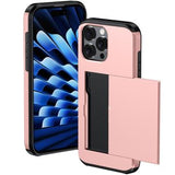 iPhone 16 Pro Max Hybrid Cover med Glidende Kortslot - Army Grøn