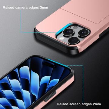 iPhone 16 Pro Max Hybrid Cover med Glidende Kortslot - Army Grøn