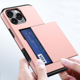 iPhone 16 Pro Max Hybrid Cover med Glidende Kortslot - Army Grøn