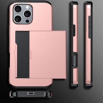 iPhone 16 Pro Max Hybrid Cover med Glidende Kortslot - Army Grøn