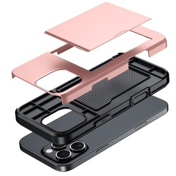 iPhone 16 Pro Max Hybrid Cover med Glidende Kortslot - Sort
