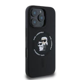iPhone 16 Pro Max Karl Lagerfeld Karl and Choupette MagSafe Cover i flydende silikone - Sort