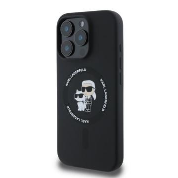 iPhone 16 Pro Max Karl Lagerfeld Karl and Choupette MagSafe Cover i flydende silikone - Sort