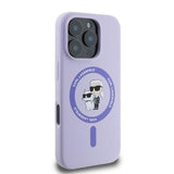 iPhone 16 Pro Max Karl Lagerfeld Karl and Choupette MagSafe cover i flydende silikone - Lilla