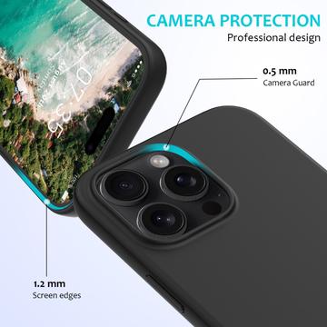 iPhone 16 Pro Max Liquid Silikone Cover med Strop - Sort