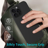 iPhone 16 Pro Max Liquid Silikone Cover med Strop - Sort