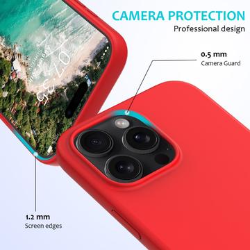 iPhone 16 Pro Max Liquid Silikone Cover med Strop - Rød