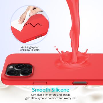 iPhone 16 Pro Max Liquid Silikone Cover med Strop - Rød