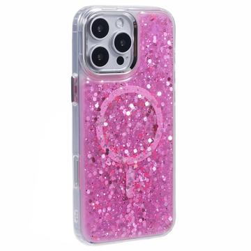 iPhone 16 Pro Max MagSafe-kompatibel Glitter Pailletter Epoxy Cover - Hot Pink
