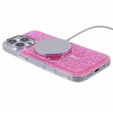 iPhone 16 Pro Max MagSafe-kompatibel Glitter Pailletter Epoxy Cover - Hot Pink