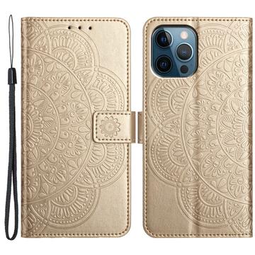 iPhone 16 Pro Max Mandala Series Etui med Pung - Guld