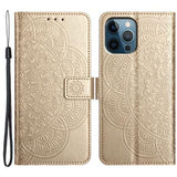 iPhone 16 Pro Max Mandala Series Etui med Pung - Guld