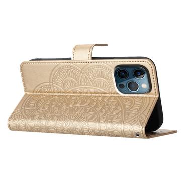 iPhone 16 Pro Max Mandala Series Etui med Pung - Guld