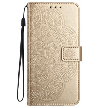 iPhone 16 Pro Max Mandala Series Etui med Pung - Guld