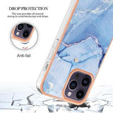 iPhone 16 Pro Max Marmormønster Galvaniseret IMD TPU Cover - Blå