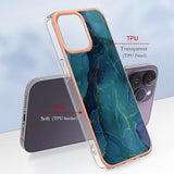 iPhone 16 Pro Max Marmormønster Galvaniseret IMD TPU Cover - Grøn