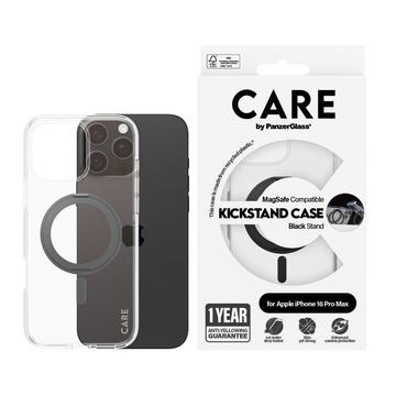 iPhone 16 Pro Max PanzerGlass Care Kickstand Cover - MagSafe-kompatibel - Gennemsigtig / Sort