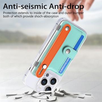 iPhone 16 Pro Max plastiketui CY1 - kortplads, armbånd, støtte - Mintgrøn