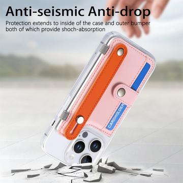 iPhone 16 Pro Max plastiketui CY1 - kortplads, armbånd, støtte - Pink