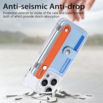 iPhone 16 Pro Max plastiketui CY1 - kortplads, armbånd, støtte - himmelblå