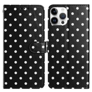 iPhone 16 Pro Max Pung Etui med Prikket Mønster - Sort