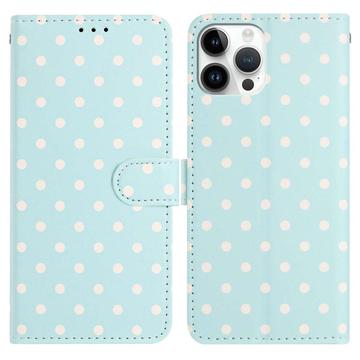 iPhone 16 Pro Max Pung Etui med Prikket Mønster - Blå