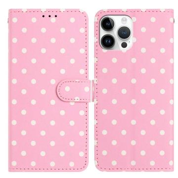 iPhone 16 Pro Max Pung Etui med Prikket Mønster - Pink