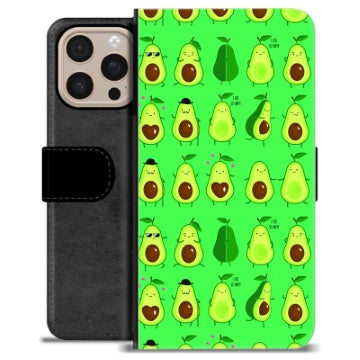 iPhone 16 Pro Max Premium Flip Cover med Pung - Avocadomønster