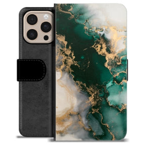 iPhone 16 Pro Max Premium Flip Cover med Pung - Jade Marmor