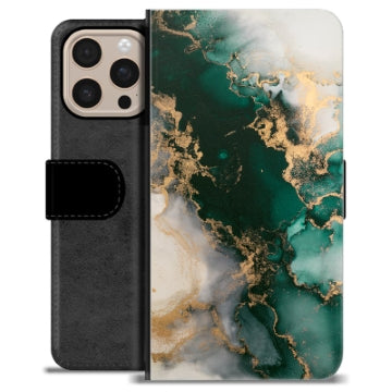 iPhone 16 Pro Max Premium Flip Cover med Pung - Jade Marmor
