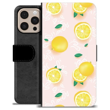 iPhone 16 Pro Max Premium Flip Cover med Pung - Citron Mønster