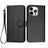 iPhone 16 Pro Max Premium Wallet-etui med rem - kulfiberstruktur - kulsort