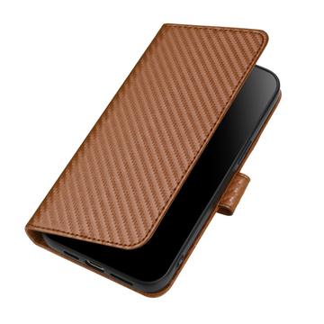 iPhone 16 Pro Max Premium Wallet-etui med rem - kulfiberstruktur - Kulstofkaffe