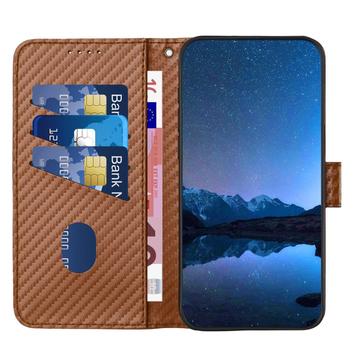 iPhone 16 Pro Max Premium Wallet-etui med rem - kulfiberstruktur - Kulstofkaffe