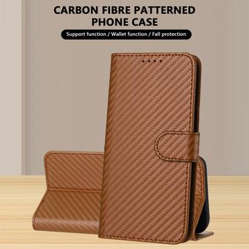 iPhone 16 Pro Max Premium Wallet-etui med rem - kulfiberstruktur - Kulstofkaffe