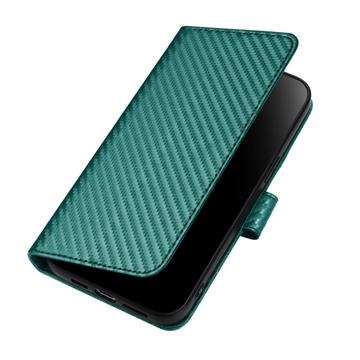 iPhone 16 Pro Max Premium Wallet-etui med rem - kulfiberstruktur - Kulstofgrøn