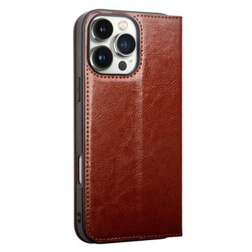 iPhone 16 Pro Max Qialino Classic Læderpung - Mørkebrun