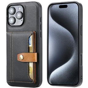 iPhone 16 Pro Max Retro Style Cover med Pung - Sort