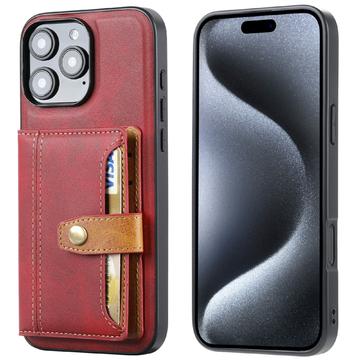 iPhone 16 Pro Max Retro Style Cover med Pung - Rød