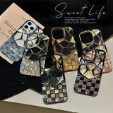 iPhone 16 Pro Max Rhinestone cover med geometrisk diamantmønster - Sort