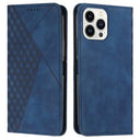 iPhone 16 Pro Max Rombe Mønster Pung Cover med magnetisk lukning - Blå