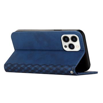 iPhone 16 Pro Max Rombe Mønster Pung Cover med magnetisk lukning - Blå