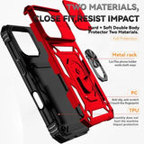 iPhone 16 Pro Max Roterende Ring Hybrid Cover med Kameraskjold - Rød