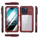 iPhone 16 Pro Max Shellbox M Series IP68 vandtæt cover - dykkercover med MagSafe-kompatibilitet - rød