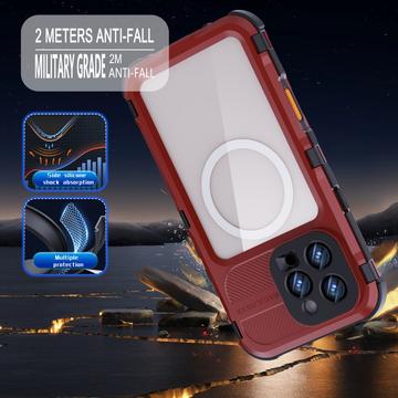 iPhone 16 Pro Max Shellbox M Series IP68 vandtæt cover - dykkercover med MagSafe-kompatibilitet - rød