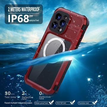 iPhone 16 Pro Max Shellbox M Series IP68 vandtæt cover - dykkercover med MagSafe-kompatibilitet - rød